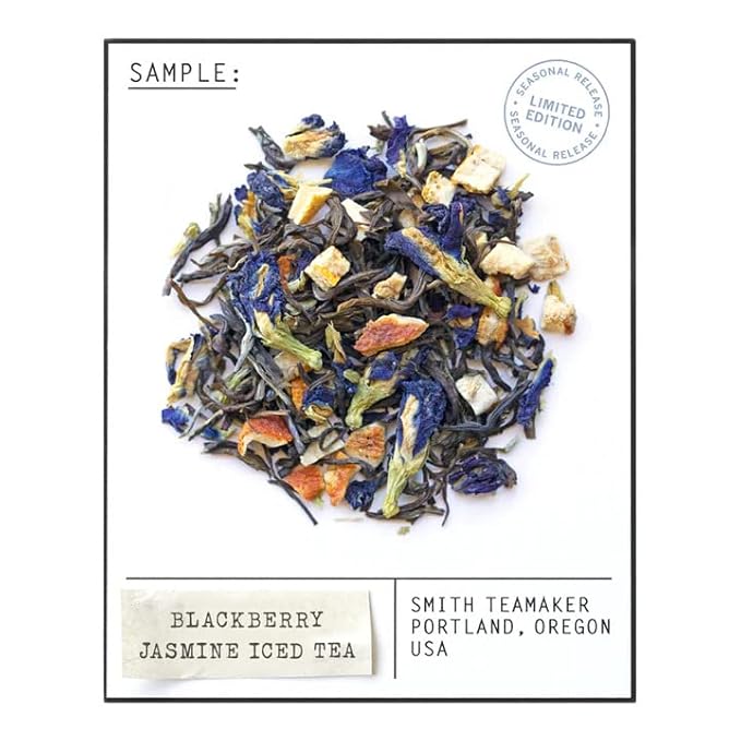 Steven Smith Teamaker Blackberry Jasmine Iced Tea No. 76 Refreshing, Caffeinated, Sustainably Grown Organic Full Leaf Green Iced Tea, 10 Count, 1 Quart Sachets