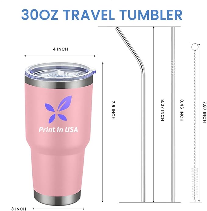 Personalized Tumbler with Pictures Text Logo,Print in USA,30oz Custom Coffee Tumbler with Lid & Straw,Double-layer Stainless Steel Custom Insulated Tumbler,Personalized Gifts As Birthday,Christmas
