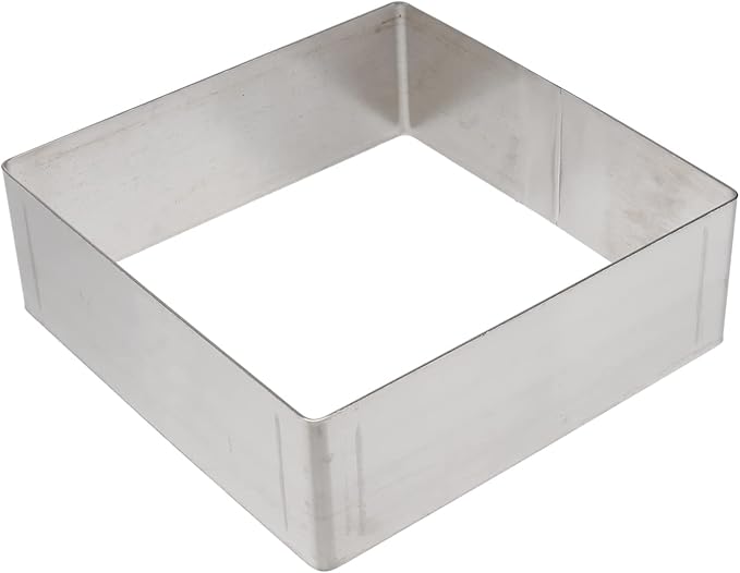 Luxshiny Stainless Steel Cake Ring Set Adjustable Square Baking Molds for Diy Desserts 5 Inch Pastry Rings for Cake Mousse and Baking