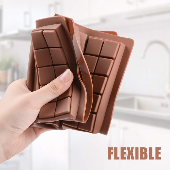 Chocolate Bar Mold, Dubai Chocolate Bar Mold Deep Silicone Break-Apart Chocolate Mold Nonstick Thick Candy Mould for Dubai Pistachio 1 Pack（10 Snap）