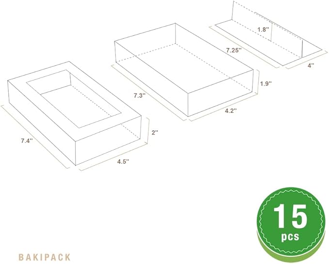 Macaron Boxes - 15 Gold Macaron Gift Boxes with Clear Window, Interior 7.3x4.2x1.9 Inches