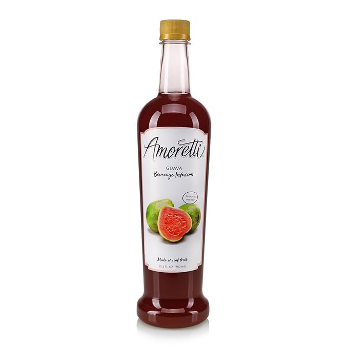 Amoretti - Guava Beverage Infusion Drink Mix & Water Enhancer with Pump for Flavoring Cocktails, Waters, Teas, and other Beverages, 94 Servings Per Bottle (750 ml), Preservative Free