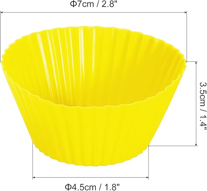 uxcell 42Pcs Silicone Cupcake Liners, Non-Stick Baking Cups, for Cooking Eggs, Baking Muffins and Make a Cake(Yellow)