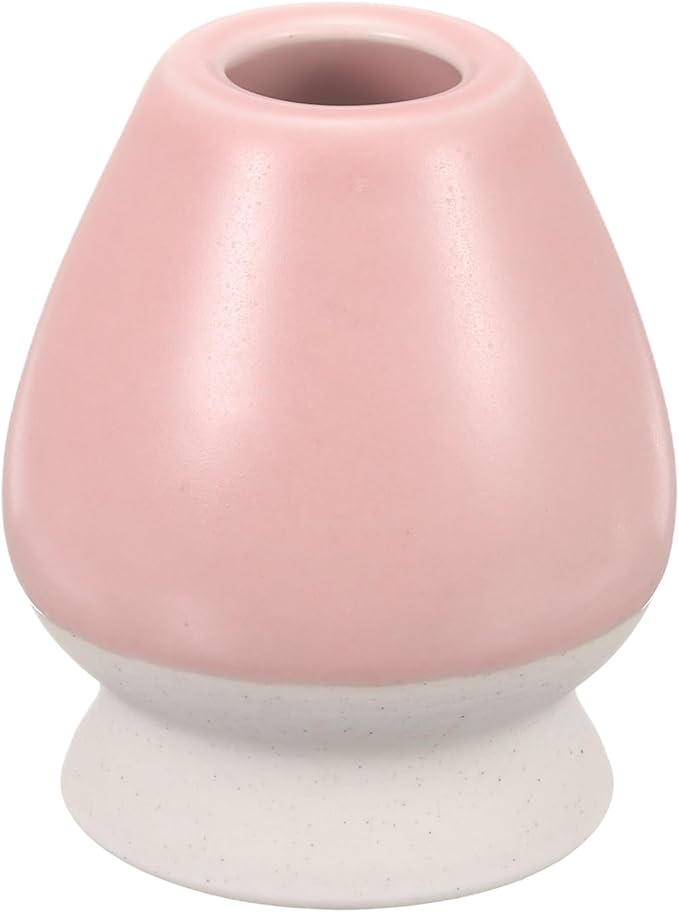 HARFINGTON Ceramic Chasen Stand 70mm Matcha Whisk Holder Teas Set Whisks Stand Traditional Matcha Tea Chasen Holder Tea Set Accessories for Tea Tasting, Beige/Pink