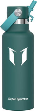 Super Sparrow Insulated Water Bottle - 17 Oz / 25 Oz / 32 Oz - Standard Mouth FlipFlow Flask - BPA Free, Leak Proof Drink Bottle- Ergonomic Straw Water Bottles for Work, Gym, Travel, Sports