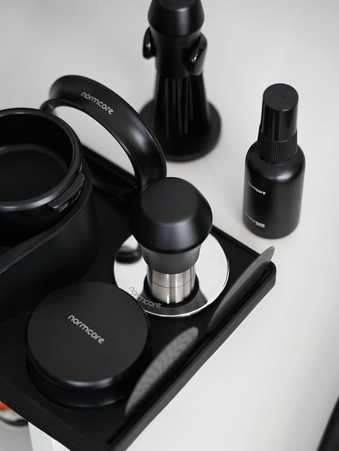 Normcore 53.3mm Espresso Tamper V4.1 Mini, Spring-Loaded Coffee with Click Feedback, Self-Leveling Stainless Steel Flat Baffle, Compatible with Breville Sage 54mm Portafilters, Black