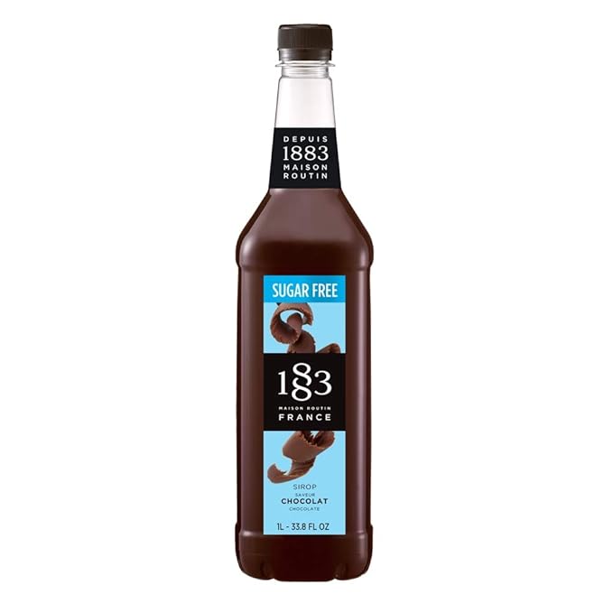 1883 Coffee Syrup, Sugar Free Chocolate Syrup for Drinks, Made in France, 1 Liter Plastic Bottle