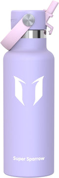 Super Sparrow Insulated Water Bottle - 17 Oz / 25 Oz / 32 Oz - Standard Mouth FlipFlow Flask - BPA Free, Leak Proof Drink Bottle- Ergonomic Straw Water Bottles for Work, Gym, Travel, Sports