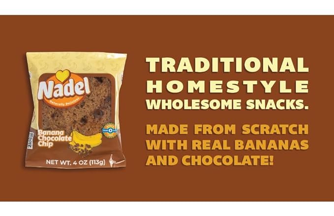 Nadel - Naturally Delicious Sweet Breads Variety Pack (Banana Chocolate Chip, Vanilla Pound Cake, Apple Spice, Pumpkin Spice). (24 Pack, 6 Breads Per Flavor)