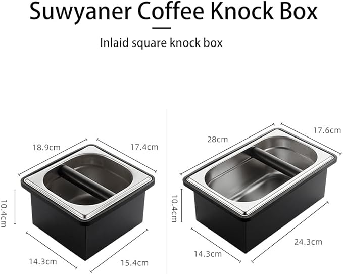 Coffee Knock Box, Stainless Steel Dump Bin Espresso Knock Box for Coffee Grounds with Removable Non-Slip Base Shock-Absorbent for Knocking Portafilter Filter Grinds (L)