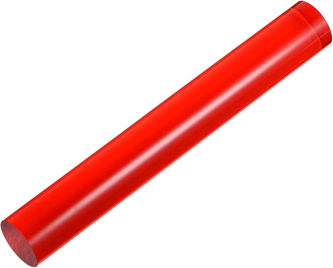 HARFINGTON Acrylic Clay Roller 7.28 Inch x 1 Inch Solid Non-Stick Plastic Round Tube Roller Polymer Clay Rod Fondant Rolling Pin for Shaping, Sculpting, Modeling DIY Crafts, Red