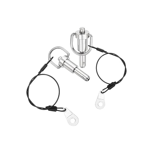uxcell 1 Pcs Quick Release Pin, 5/16" x 0.5"(Dia. x L) Push-Button Ball Locking Pin 304 Stainless Steel Ring Handle Locking Pin with Wire for Audio Bimini Top Marine, Silver