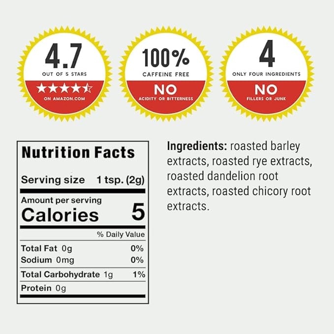 156 Cup Bag of Certified Organic Dandy Blend Instant Herbal Beverage with Dandelion, 11 oz. (312g) Bag
