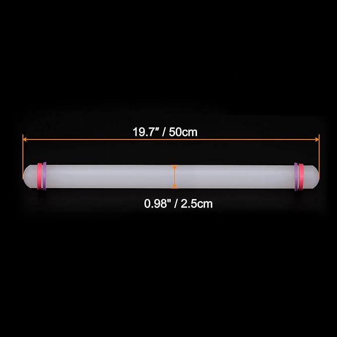 HARFINGTON 2pcs Fondant Rolling Pin 20 Inch x 0.98 Inch Adjustable Guide Rings Non-Stick PP Plastic Fondant Roller Dough Roller Kitchen Decorating Tools for Cookie Pastry Pizza Clay