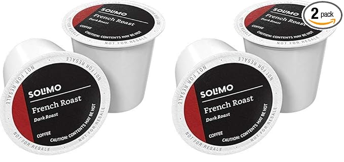Amazon Brand - Solimo Dark Roast Coffee Pods, French Roast, Compatible with Keurig 2.0 K-Cup Brewers, 24 Count (Pack of 2)