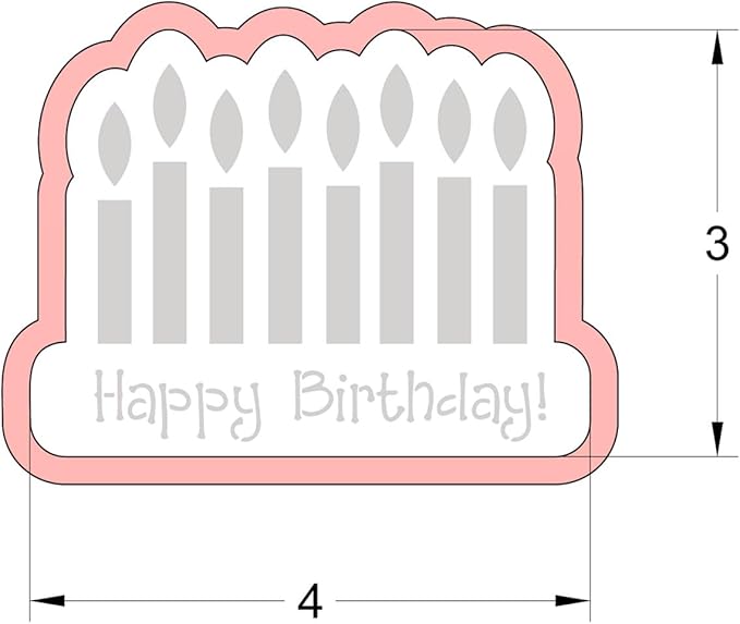 Birthday Cookie Cutter and Stencil Set Bundle Kit PYO Cookies Paint Your Own Diy Bakery Fondant Sugar Happy Birthday Wedding Baby Candle Kids Painting Coloring Pages Comb (Candle)