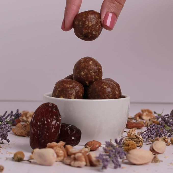 Jools Medjool Date Energy Bites with Lavender & Chamomile – Made with Organic Ingredients – Calming Superfood Snack – Tastes Like Chocolate, Coconut & Caramel with Floral Notes – Chewy, Nutty, Naturally Sweet – No Added Sugar, Vegan & Gluten Free | 3 ×...
