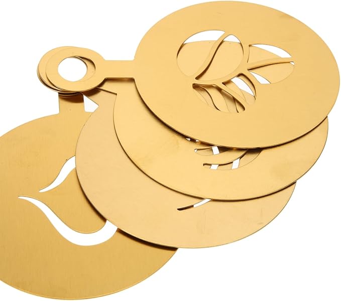 4Pcs Stainless Steel Coffee Stencils for Latte Art Easy to Clean Cappuccino Templates Milk Spray Tools for Home Decorating