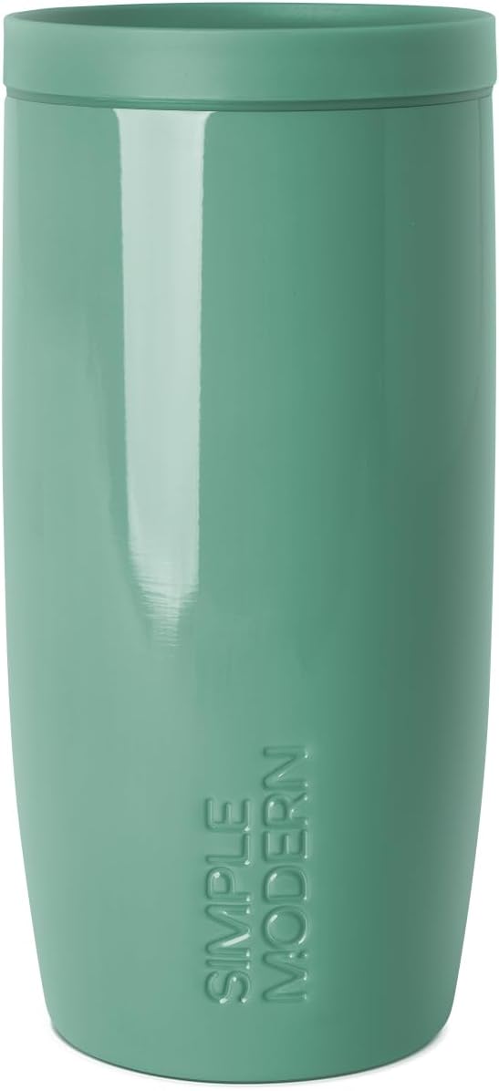 Simple Modern Voyager Signature | 16oz Travel Coffee Mug Tumbler with 360° Lid | Gifts for Women Men | Ceramic-Lined Insulated Stainless Steel Cold Brew Iced Coffee Cup | Spruce
