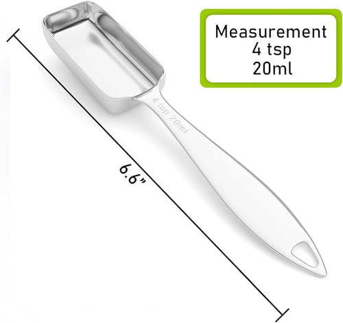 1PCS 4tsp (20ml) Single Measuring Spoon, Individual Stainless Steel Long Handle Measure Teaspoon Only
