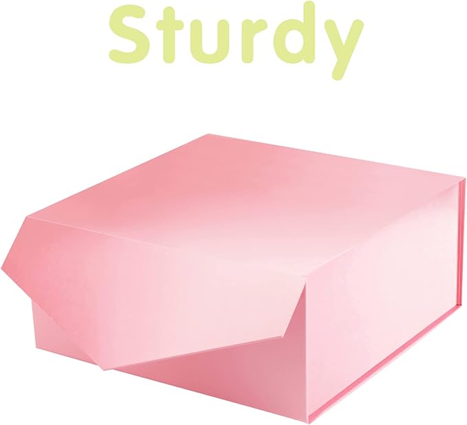 HAPPY POTATO 5 Packs Gift Boxes 7.5x7.5x3 Inches, Pink Gift Boxes with Lids, Bridesmaid Proposal Boxes, Square Gift Boxes, Magnetic Gift Boxes for Presents (Glossy Pink, Pack of 5)