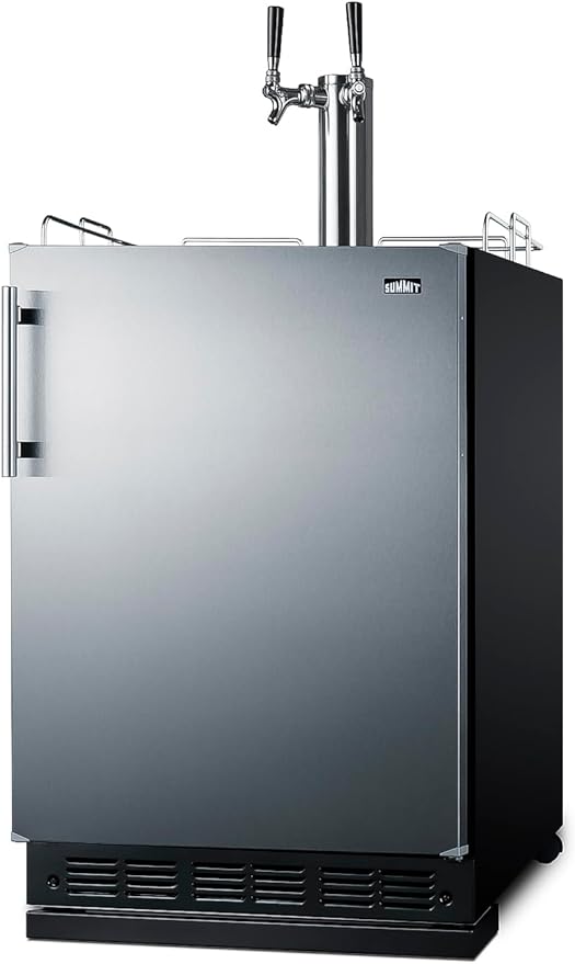 Summit Appliance 24" Wide Wine Kegerator/Refrigerator Combo, Black Interior, Caster Wheels, Residential/Commercial Use (RHD, Wine)