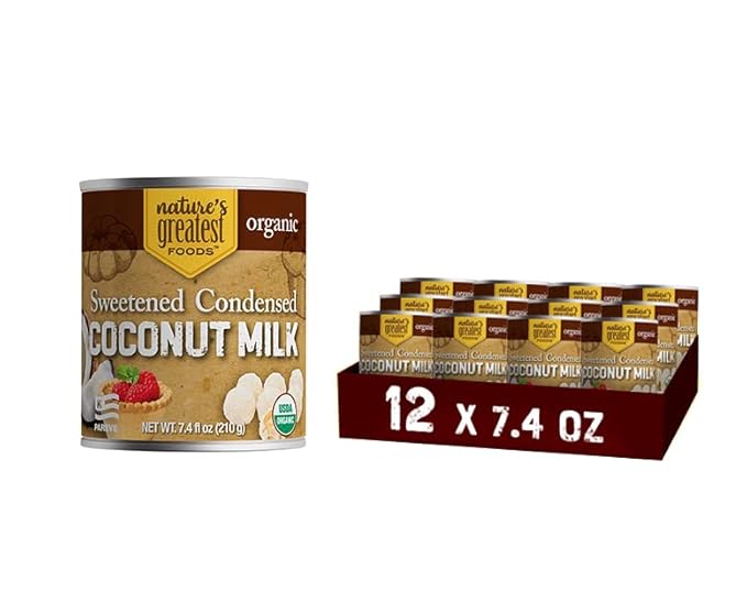 Organic Sweetened Condensed Coconut Milk by Nature’s Greatest Foods - 7.4 Oz – No Guar Gum, Gluten Free, Vegan (Pack of 12)