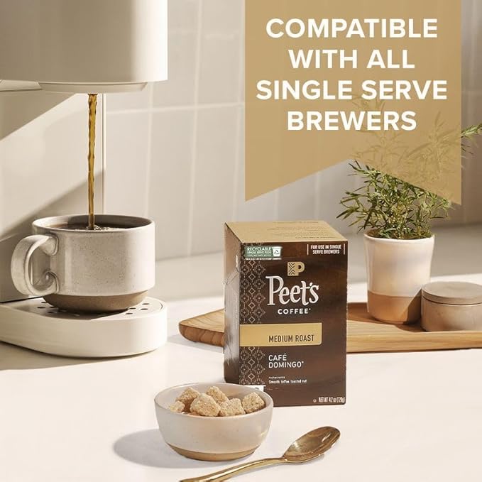 Peet's Coffee, Medium Roast Decaf Single Serve Coffee Pods - Decaf Especial 10 Count (1 Box of 10 Pods)