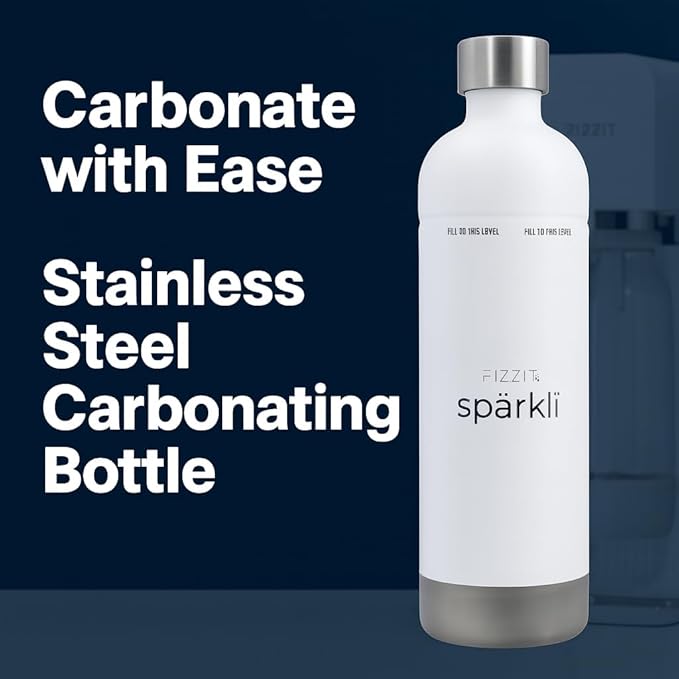 Stainless Steel Carbonation Bottle and Water Bottle | Compatible With Philips Carbonation Soda Maker and Aarke Soda Makers, Dishwasher Safe (SSB-W)