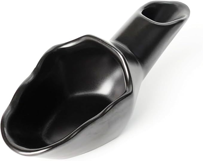 Coffee Bean Measuring Scoop with Funnel Coffee Bean Dosing Cup Ceramic Ground Coffee Spoon For Coffee Tea Sugar Flour (Black)