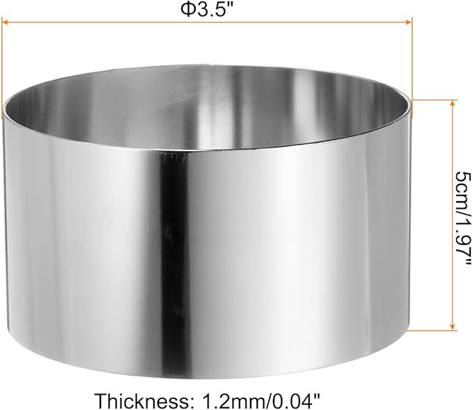 HARFINGTON Round Cake Ring 3.5 x 2 Inch Seamless Stainless Steel Pastry Mousse Dessert Ring Mirror Coating for Baking Cooking Making Tool