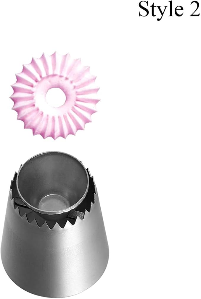 Cake Decorating Set, 2 Pieces Stainless Steel Icing Piping Nozzles Tips Kit with Reusable Piping Bag - Christmas Birthdays Anniversary Wedding Cakes Cookies Dessert Pastry DIY Making Tools