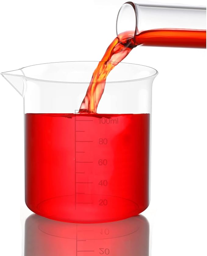 10 Oz Transparent Lab Measuring Cup, 300ml Plastic Beaker Cups, for Science Experiment, Liquid Measuring, 12 Pcs