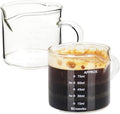 2 Pack Double Spouts Measuring Triple Pitcher Milk Cup 75ML Espresso Shot Glasses Parts Clear Glass
