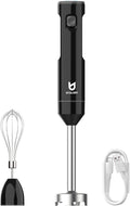 Cordless Hand Blender, UTALENT Variable Speed Immersion Blender handheld Rechargeable, with USB-C Charging Cable, Egg Whisk, for Smoothies, Milkshakes, Hummus and Soups – Black
