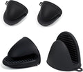 Silicone Oven Mitts Heat Resistant Hot Pot Holders Set for Kitchens - Mini Oven Mittens Silicone Rubber Gloves Small Pot Pinch Grip for Cooking & Baking, 6 Pack Black