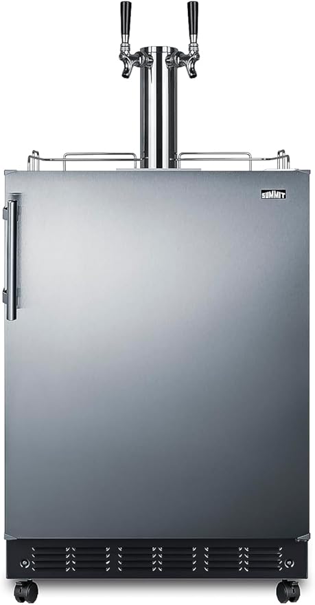 Summit Appliance 24" Wide Wine Kegerator/Refrigerator Combo, Black Interior, Caster Wheels, Residential/Commercial Use (RHD, Wine)