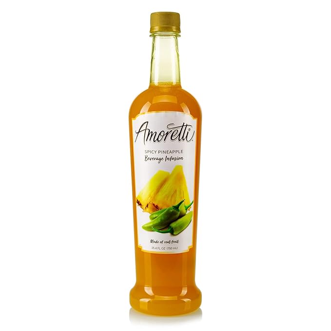Amoretti - Spicy Pineapple Beverage Infusion Drink Mix & Water Enhancer with Pump for Flavoring Cocktails, Waters, Teas, and other Beverages, 94 Servings Per Bottle (750 ml), Preservative Free