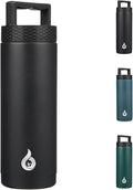 BJPKPK Insulated Water Bottles, Dishwasher Safe 18 oz Water Bottle with Handle, Leakproof BPA Free Water Jug, Stainless Steel Thermos for Sports, Black