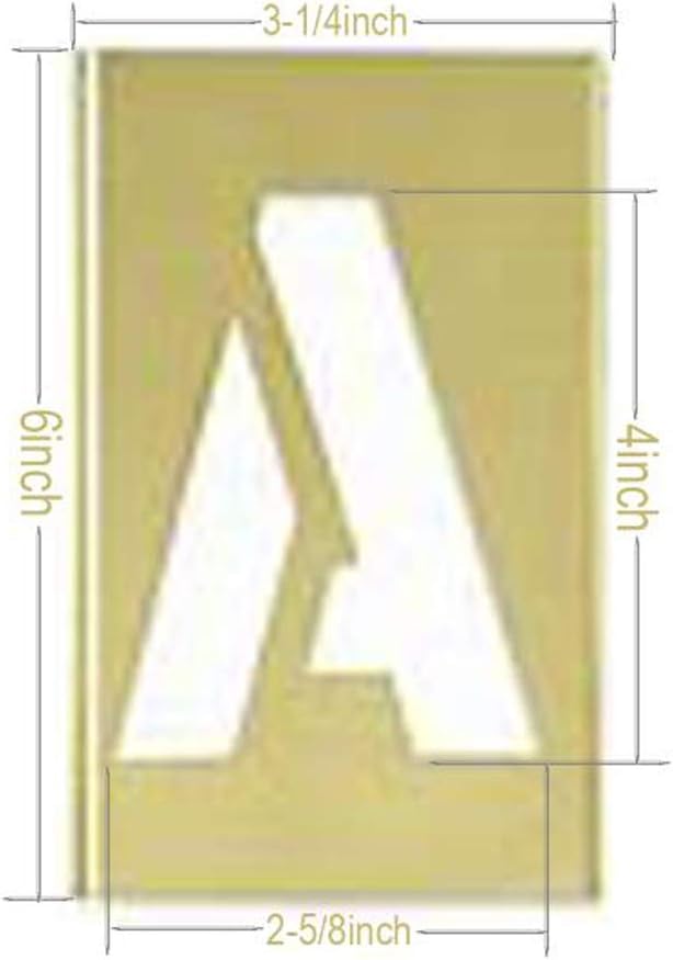 Deezio 4 Inch Brass Interlocking Stencil Set of Numbers and Letters Kit - 46 Piece Set