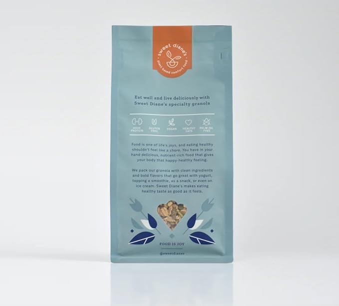 Sweet Diane’s Granola – Standard Size (12 oz): Organic Granola, Low-Sugar, High-Fiber, Gluten-Free, Vegan, Delicious Breakfast and Snack Topper (Classic Size, Blueberry Almond)