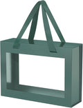 Green Gift Box with Window, Gift Box with Lid and Handle, Clear Magnetic Gift Box for Present, Bridesmaid Proposal Box (10.5x7.5x3 Inches