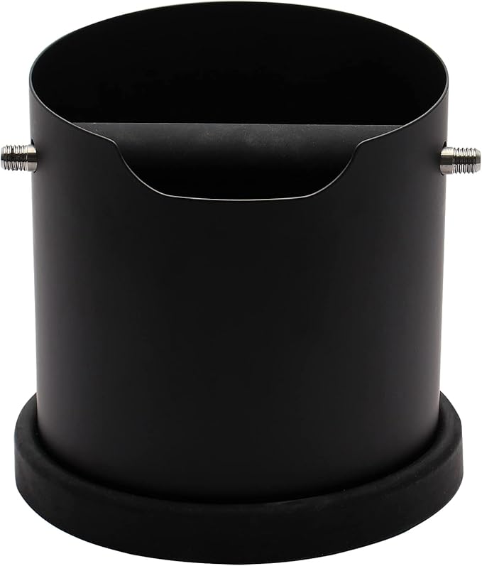 Espresso Knock Box, Capacity 60.8oz/1800ML Stainless Steel Coffee Grounds Container Waste Bin Coffee Tools for Barista and Non-slip Base (Black)