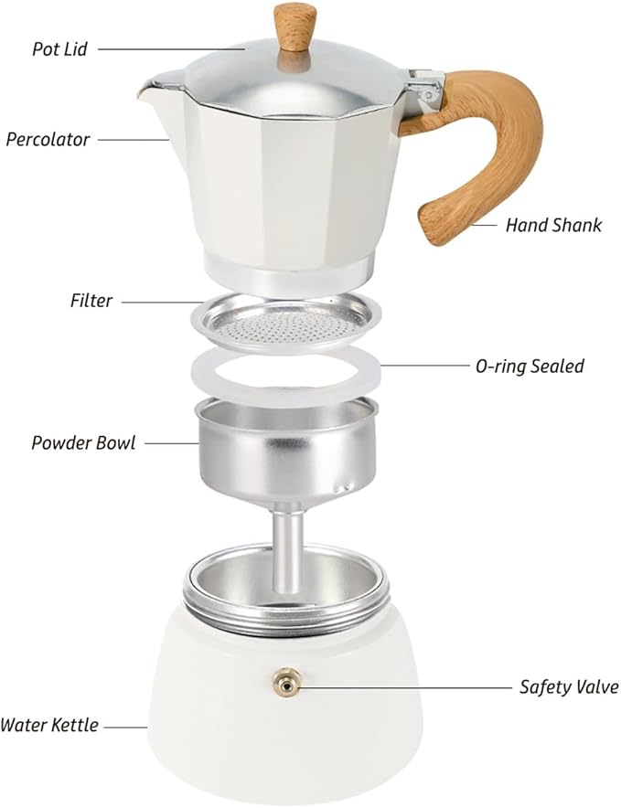 AGOGO Milano Moka pot, Stovetop Espresso maker, Greca Coffee Maker, Stovetop coffee maker and espresso maker percolator With Paper Filter 6 Cup Red