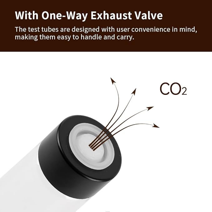 watchget Coffee Bean Storage Tubes Single Dose Coffee Bean Cellars 8 Pcs with One-way Exhaust Valve Sealed Airtight Coffee Bean Storage Jars with Hopper, Wooden Display Stand, A