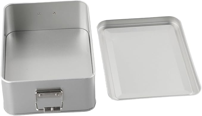 Metal Tin Box, Tinplate Metal Storage Tins Tea Container Rectangular Cookie Box With Lids For Storaging Cookies Snowflake Pastries Tea(M)