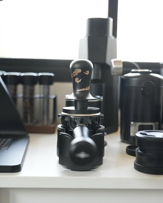 MHW-3BOMBER 58.35mm Espresso Tamper New Year Edition Snake Pattern - 3 Spring Loaded Coffee Tamper with Sound Feedback - Barista Tamper Tool - Ergonomic Handle Ripple Base T6079TS-OS