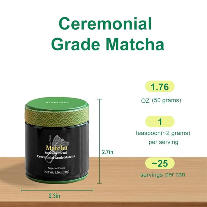 MatchAdmire Matcha Superior Ceremonial Blend – First Harvest Ceremonial Grade Matcha Green Tea Powder (1.76 Ounce (Pack of 1))