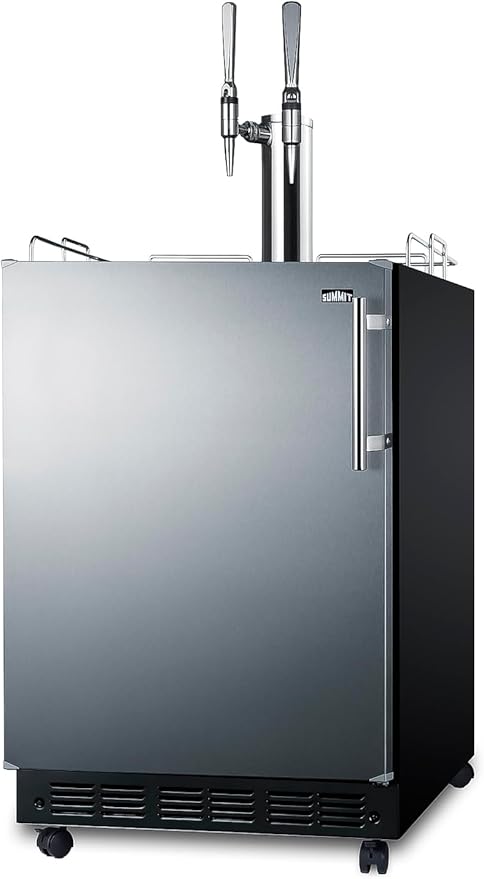 Summit Appliance 24" Wide Nitro Coffee Kegerator/Refrigerator Combo, Black Interior, Caster Wheels, Residential/Commercial Use (LHD, Nitro Coffee)