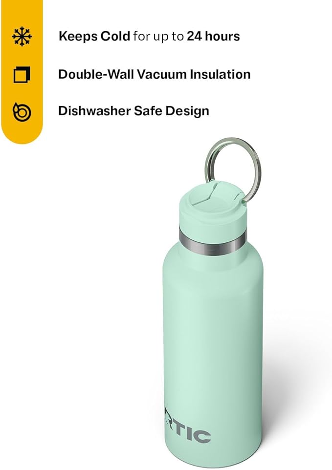 RTIC 16oz Journey Bottle Metal Stainless Steel Vacuum Insulated, BPA Free, Reusable, for Water, Hot and Cold Drinks, Travel, Sports, Camping, Fresh Mint